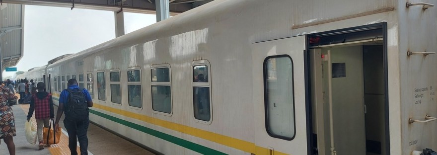Passengers disembark from a train at Mobolaji Johnson Train Station in Ebute Meta, Lagos State
